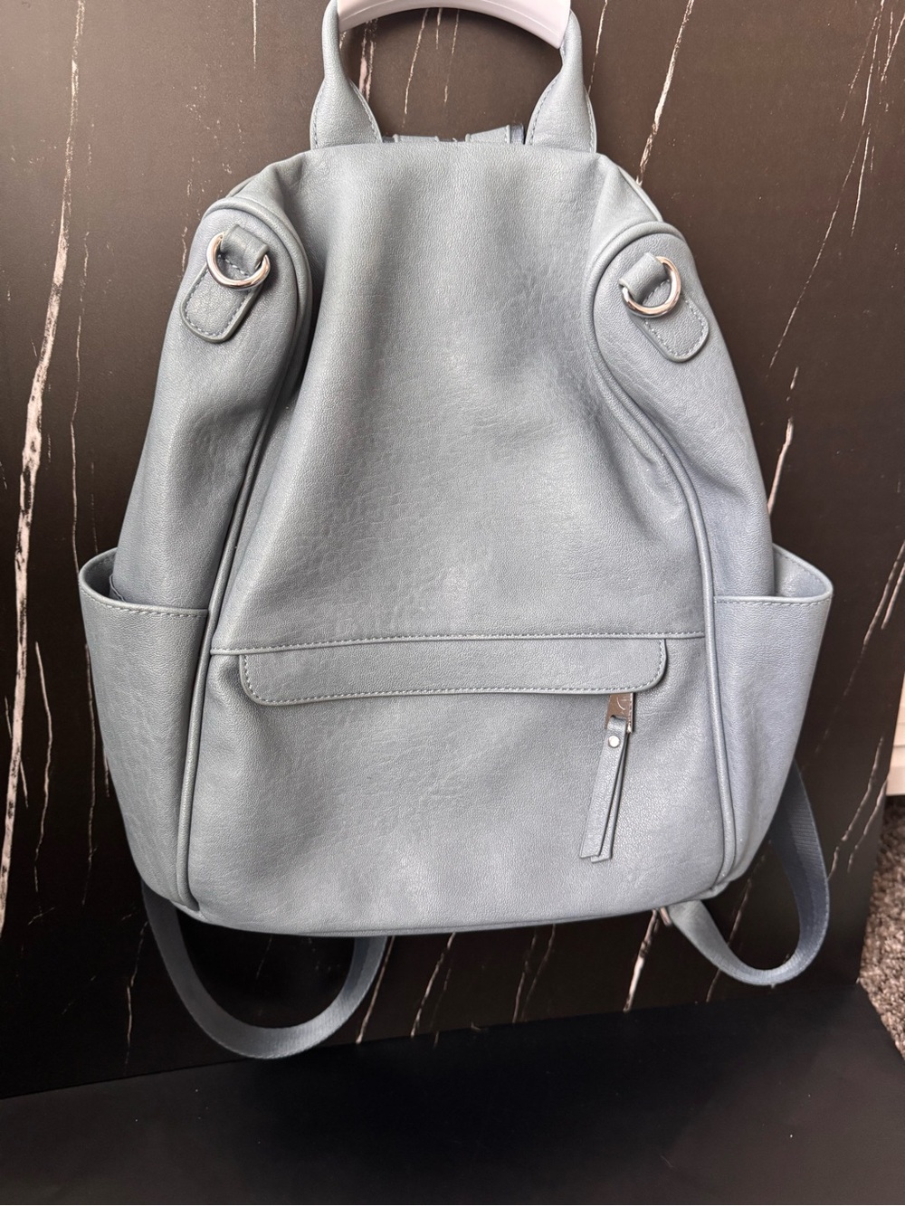 Madison West Light Blue Vegan Leather Backpack